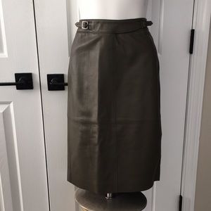 Classiques entier NORDSTROM dark olive genuine leather skirt pencil sheath